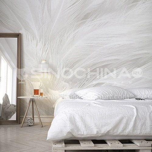 Light luxury style feather pattern background wall wallpaper modern bedroom theme mural BF-YM1